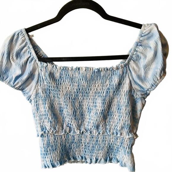 Tops - Nordstrom, Lush Feminine Blue & White Crop Top, Size Small